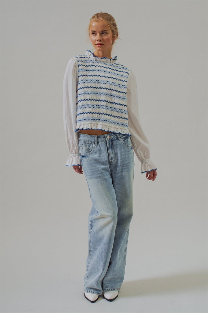 The Heirloom Smocked Embroidery Blouse in Ivory - Women's Wholesale Blankets | Trend Notes