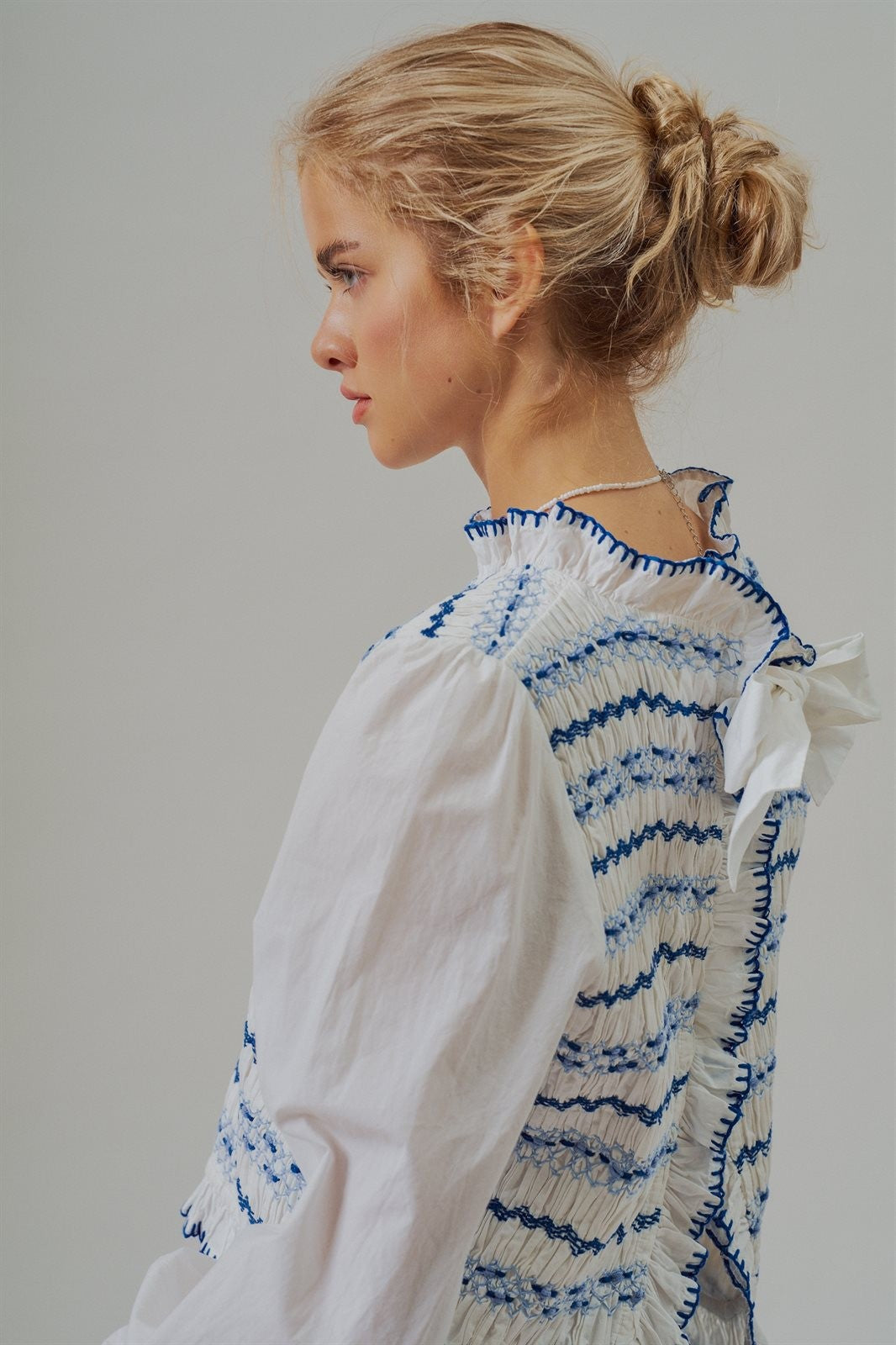The Heirloom Smocked Embroidery Blouse in Ivory - Women's Wholesale Blankets | Trend Notes