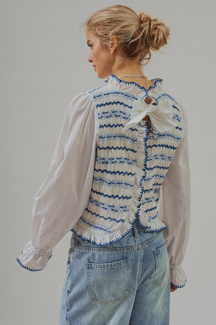 The Heirloom Smocked Embroidery Blouse in Ivory - Women's Wholesale Blankets | Trend Notes