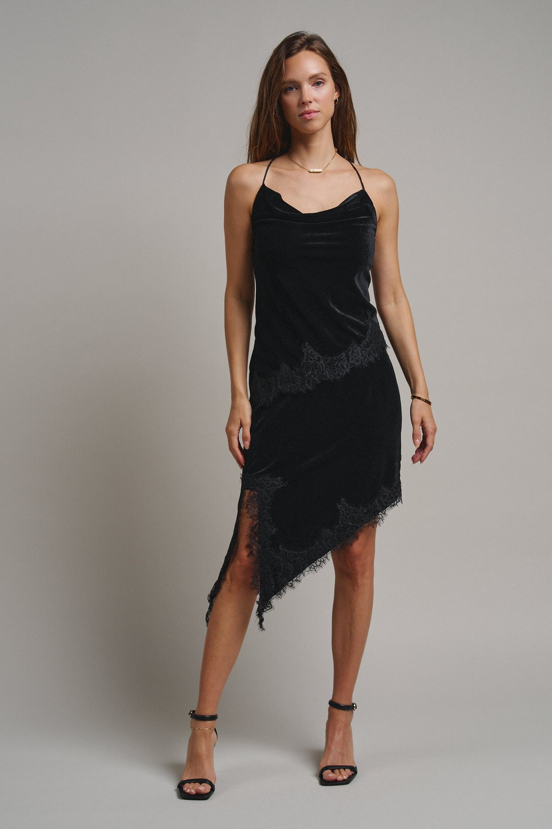 Evening Lace Velvet Cami Top in Black - Women's Wholesale Tanks & Camis | Trend Notes