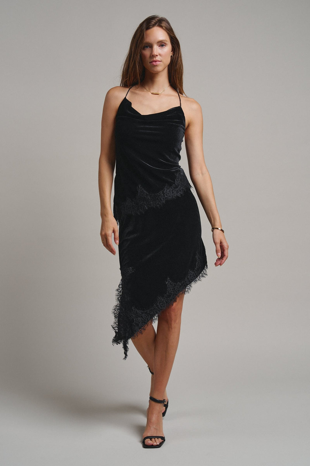 Evening Lace Velvet Cami Top in Black - Women's Wholesale Tanks & Camis | Trend Notes