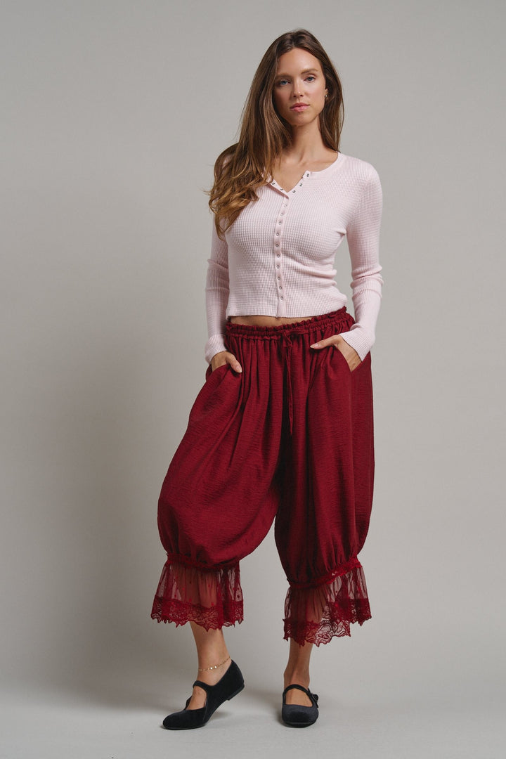 Soft Focus Waffle Knit Henley Top in Lt Pink - Women's Wholesale T-Shirts & Polos | Trend Notes