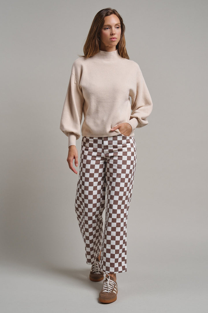 Soft Focus Mock Neck Sweater in Oatmeal - Women's Wholesale Sweaters | Trend Notes