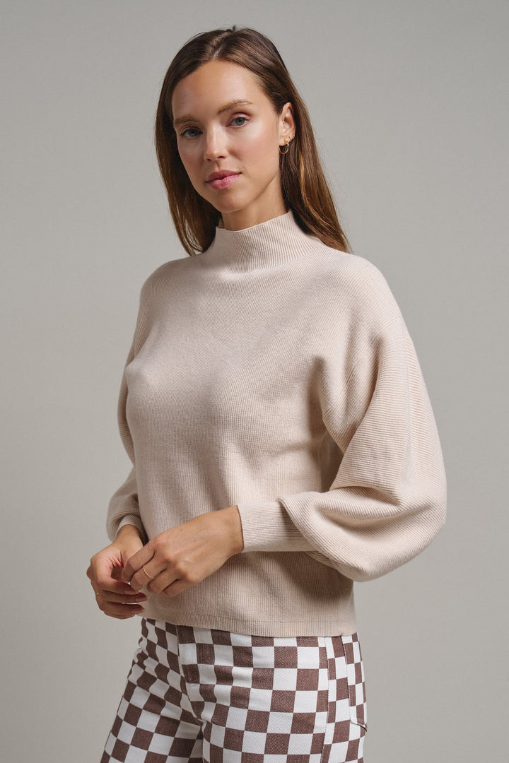 Soft Focus Mock Neck Sweater in Oatmeal - Women's Wholesale Sweaters | Trend Notes
