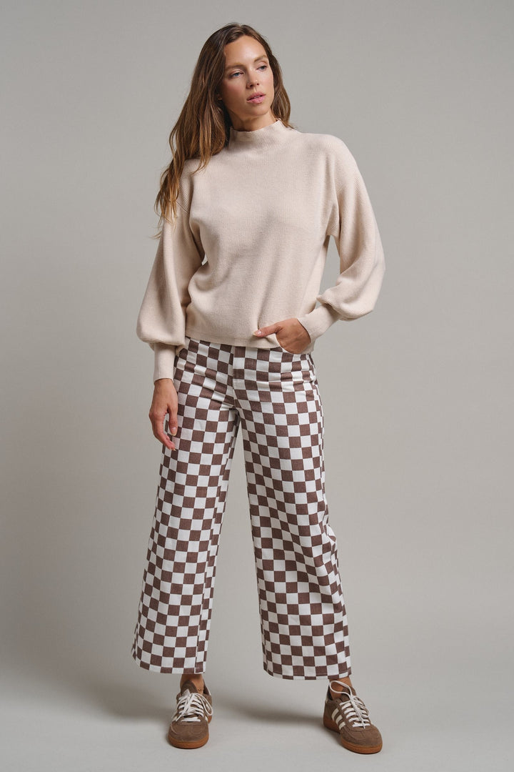Soft Focus Mock Neck Sweater in Oatmeal - Women's Wholesale Sweaters | Trend Notes