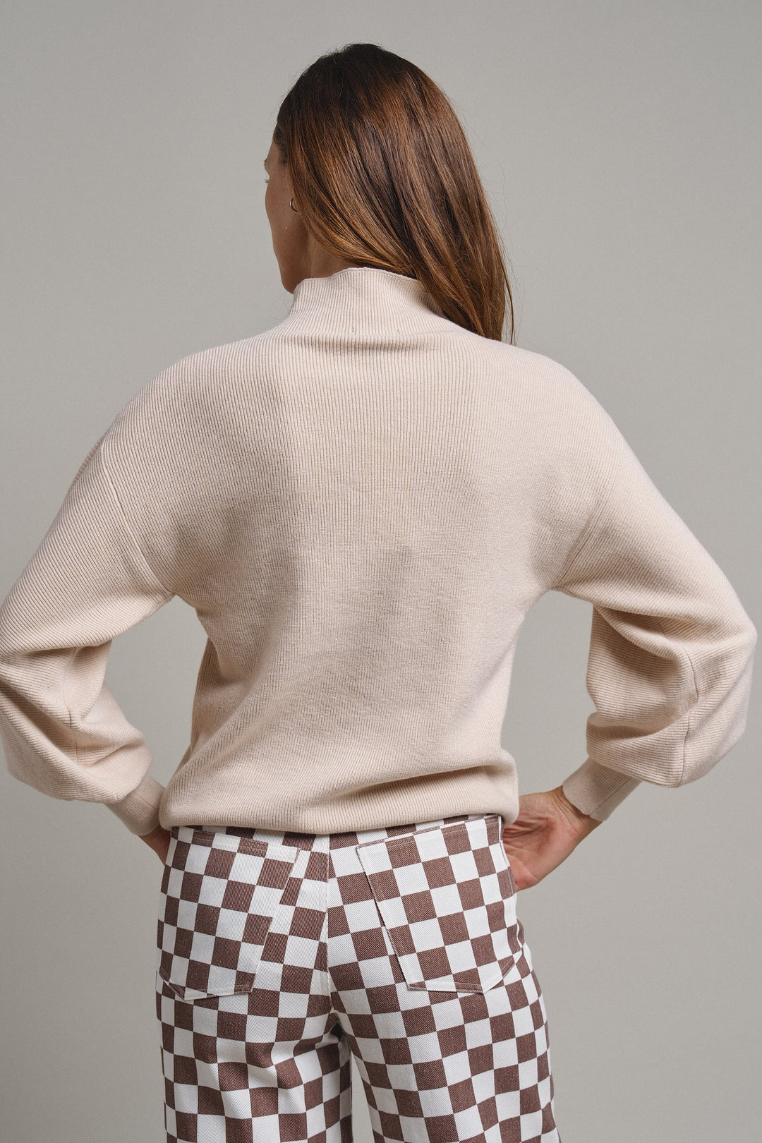 Soft Focus Mock Neck Sweater in Oatmeal - Women's Wholesale Sweaters | Trend Notes