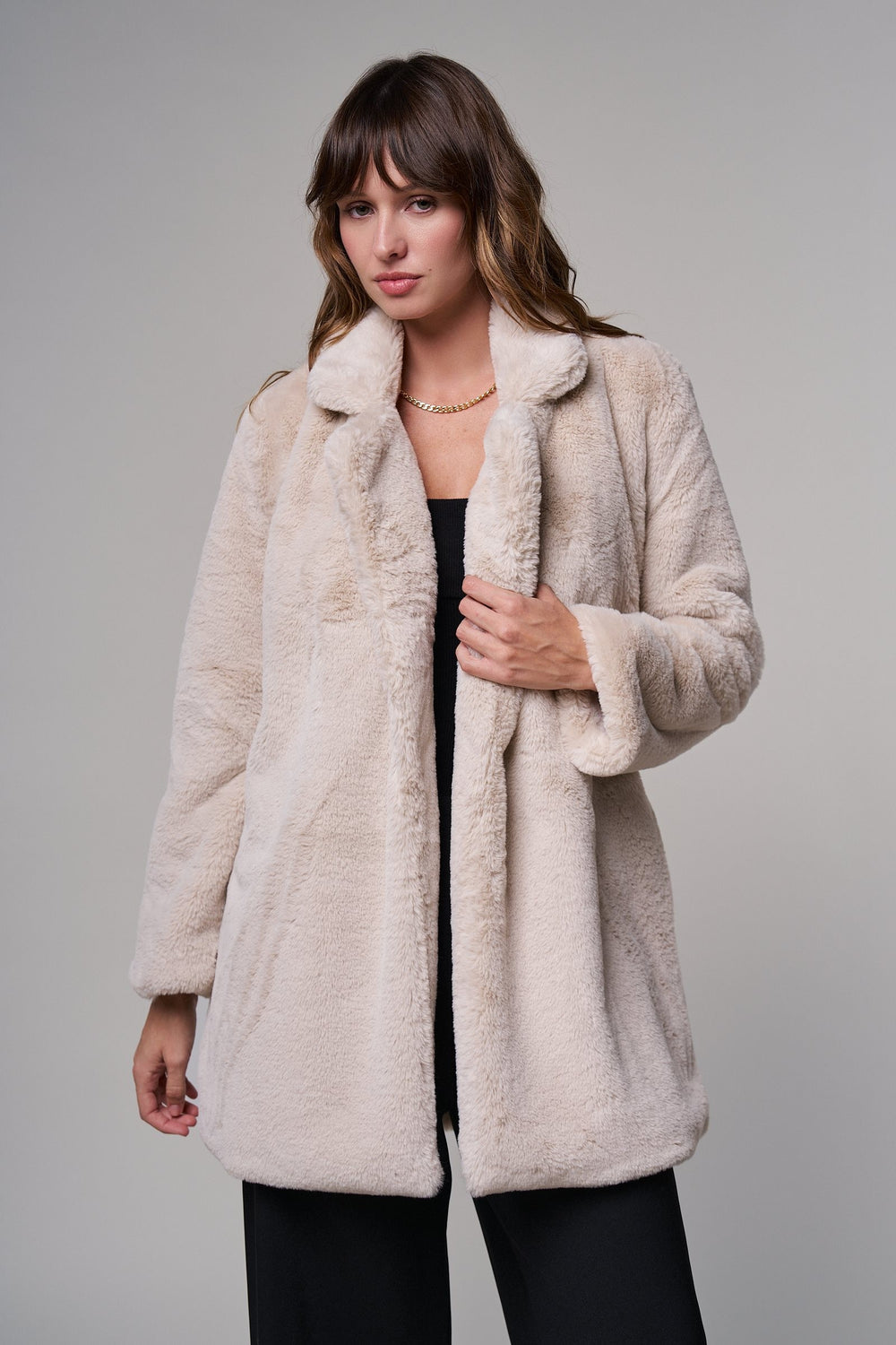 Winter Hush Faux Fur Coat in Tan - Women's Wholesale Coats | Trend Notes