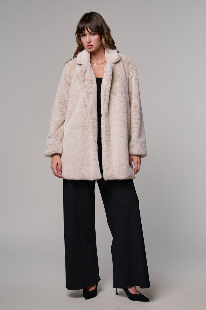Winter Hush Faux Fur Coat in Tan - Women's Wholesale Coats | Trend Notes