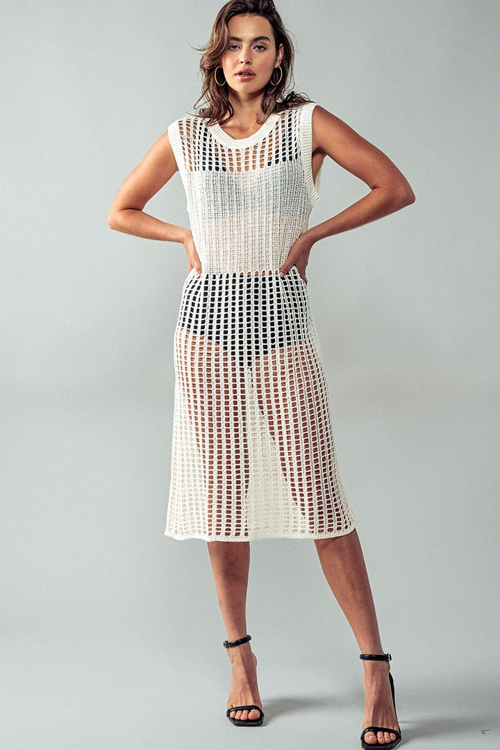 Resort Escape Crochet Open-Knit Dress in Ivory - Women's Wholesale Dresses | Trend Notes