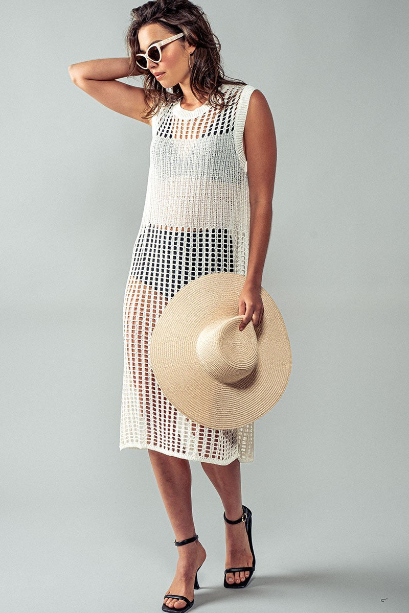 Resort Escape Crochet Open-Knit Dress in Ivory - Women's Wholesale Dresses | Trend Notes
