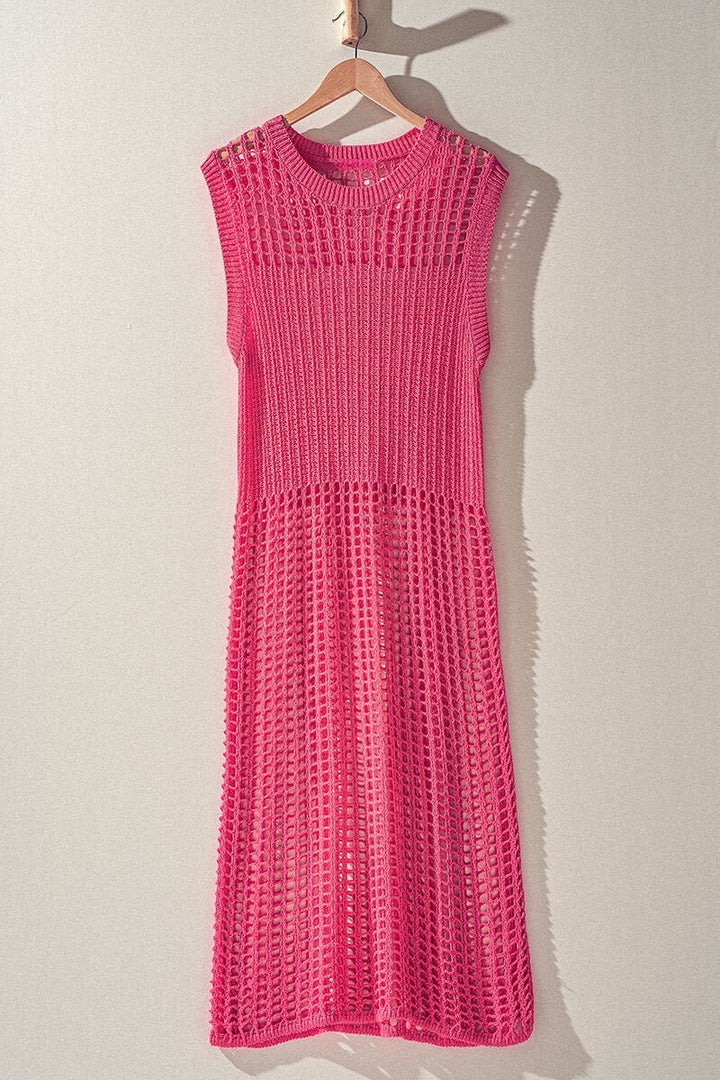 Resort Escape Crochet Open-Knit Dress in Pink - Women's Wholesale Dresses | Trend Notes