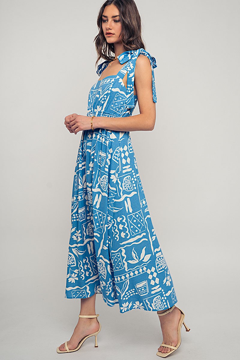 Weekend Canvas Midi Dress in Blue - Women's Wholesale Cocktail Dresses | Trend Notes