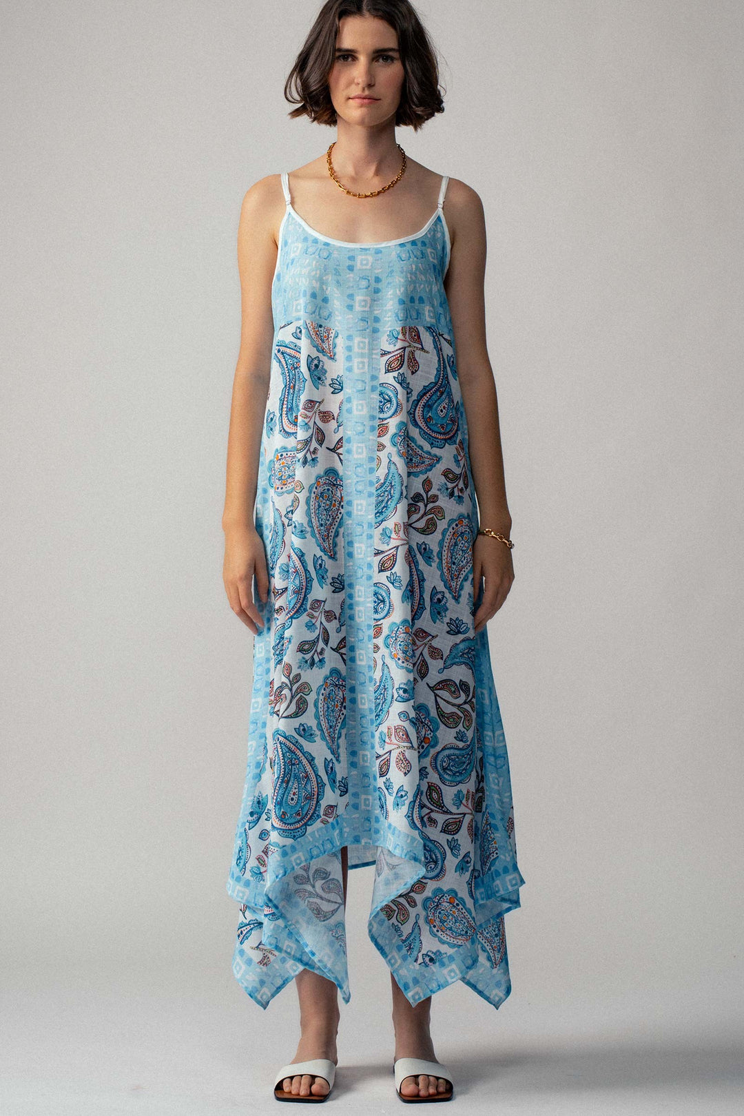 Paisley Breeze Handkerchief Dress in Blue - Women's Wholesale Vacation Dresses | Trend Notes