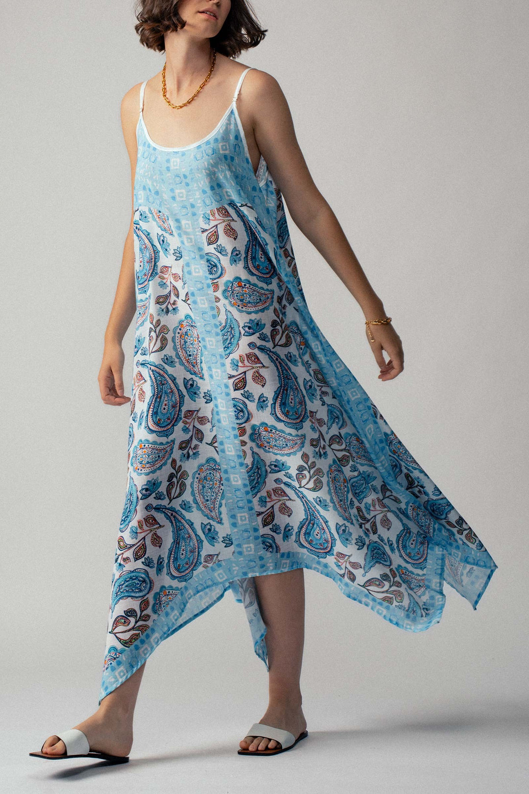 Paisley Breeze Handkerchief Dress in Blue - Women's Wholesale Vacation Dresses | Trend Notes