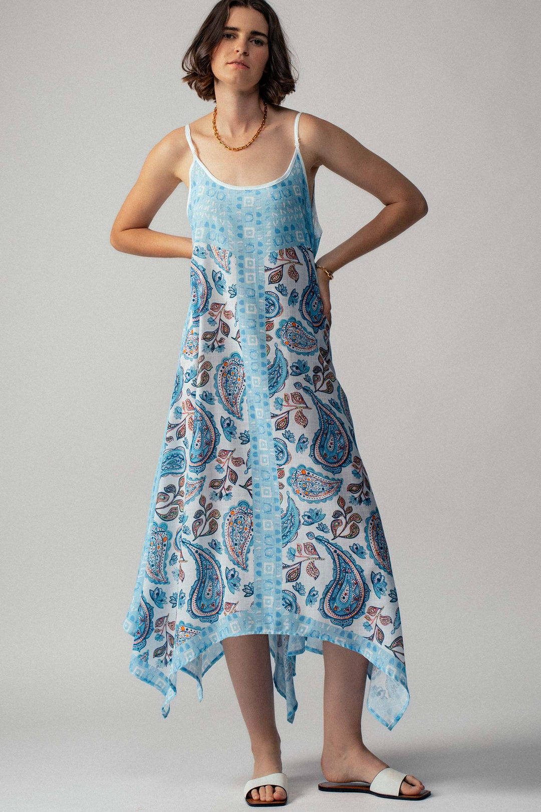 Paisley Breeze Handkerchief Dress in Blue - Women's Wholesale Vacation Dresses | Trend Notes
