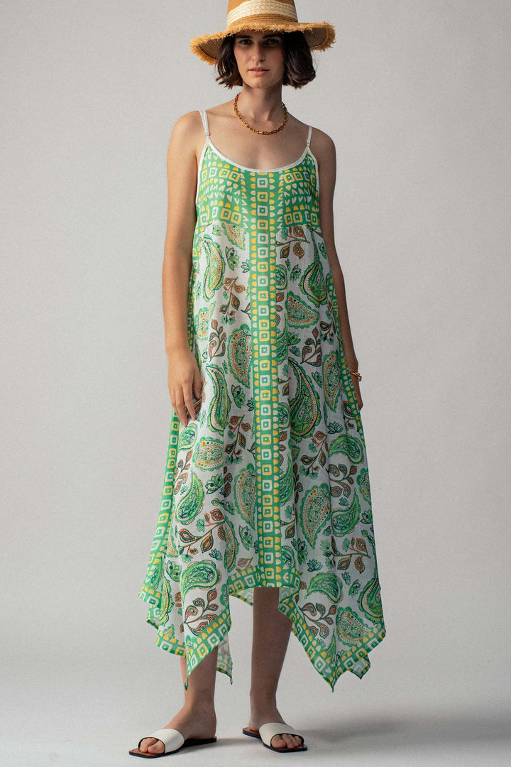 Paisley Breeze Handkerchief Dress in Green - Women's Wholesale Vacation Dresses | Trend Notes