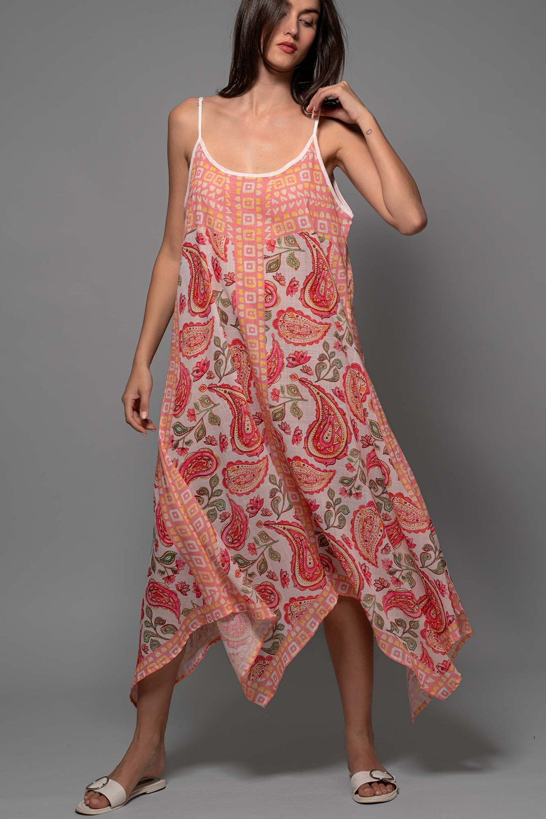 Paisley Breeze Handkerchief Dress in Red - Women's Wholesale Vacation Dresses | Trend Notes