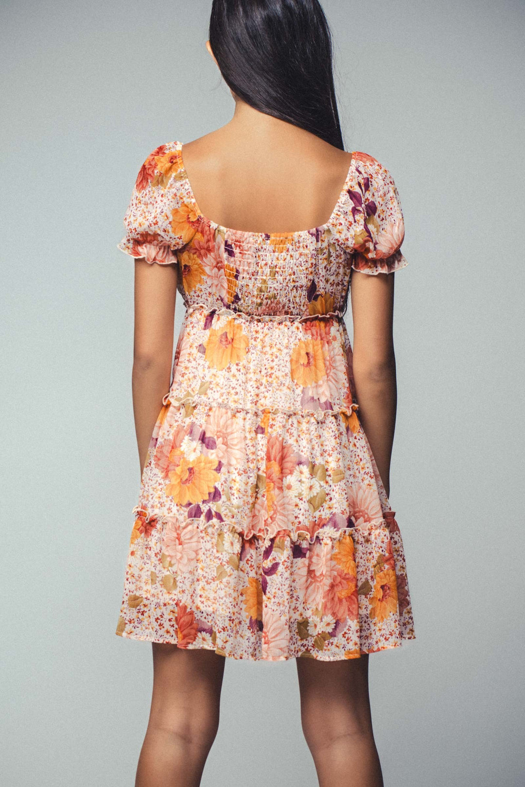 Sunset Bloom Tiered Short Dress in Terra - Women's Wholesale Casual Dresses | Trend Notes