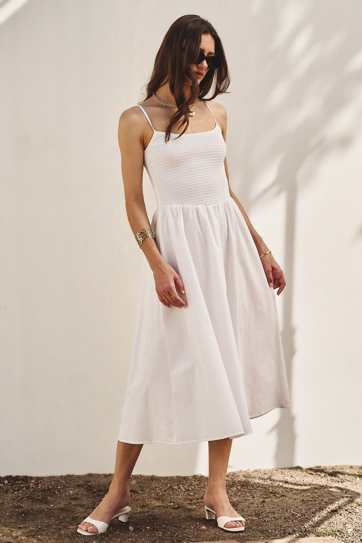 Sunny Escape Midi Dress in White - Women's Wholesale Dresses | Trend Notes