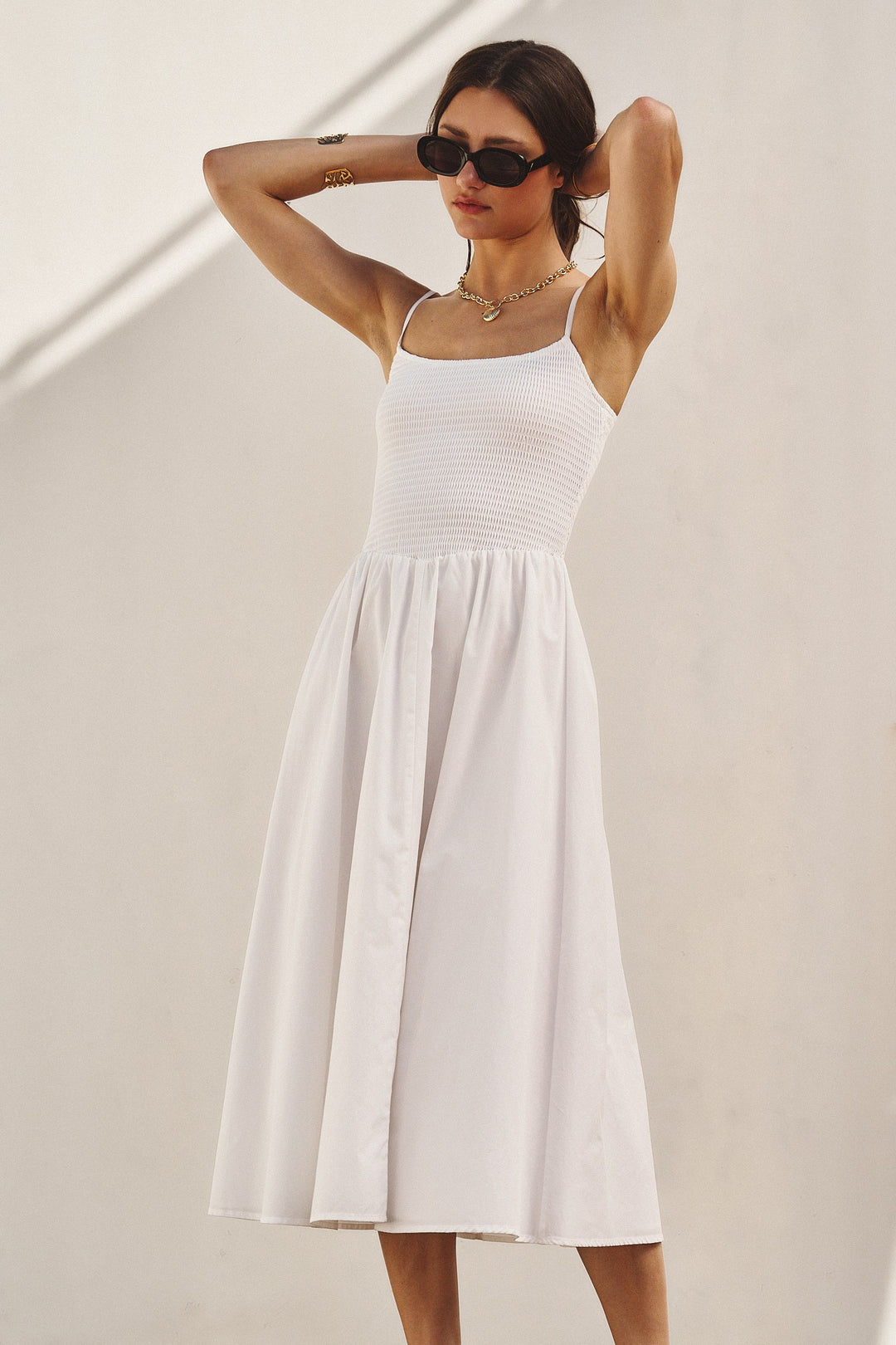 Sunny Escape Midi Dress in White - Women's Wholesale Dresses | Trend Notes