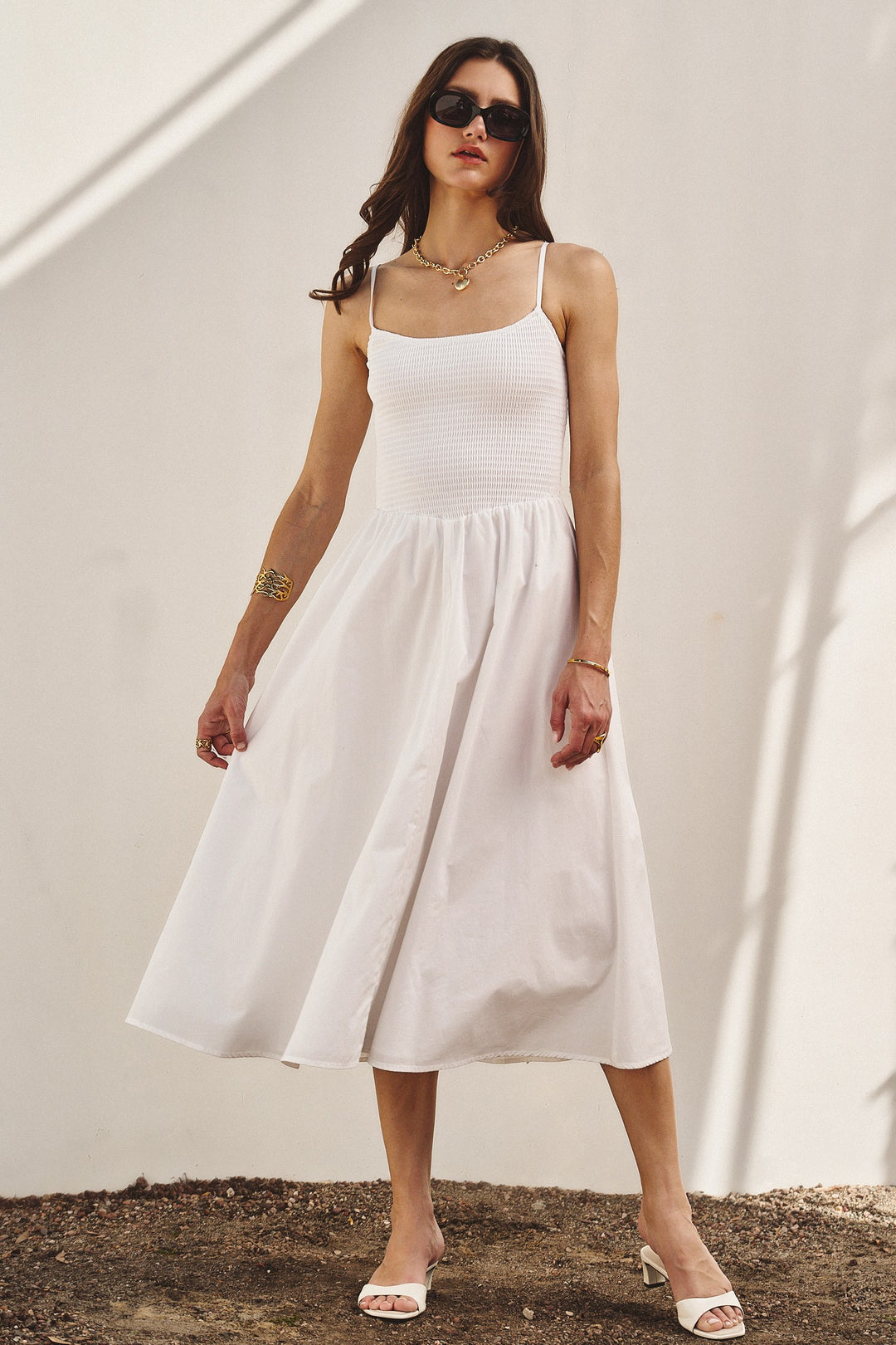 Sunny Escape Midi Dress in White - Women's Wholesale Dresses | Trend Notes