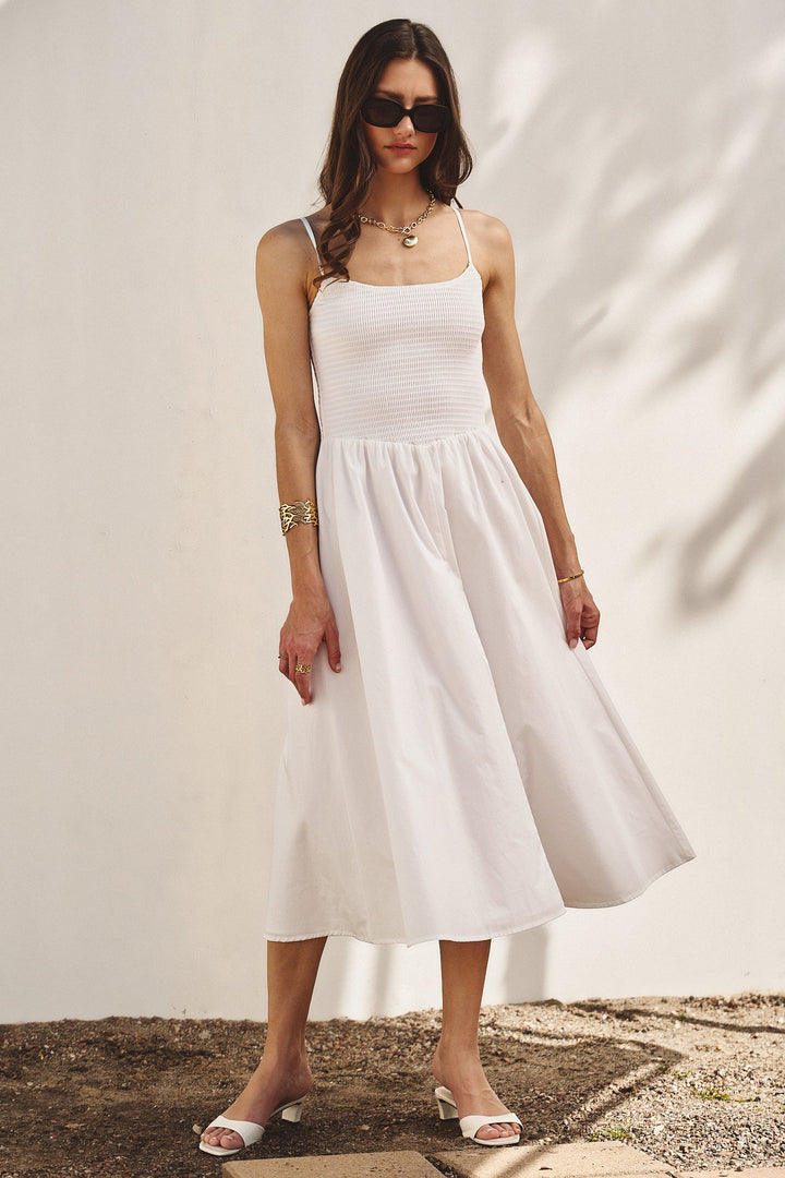 Sunny Escape Midi Dress in White - Women's Wholesale Dresses | Trend Notes