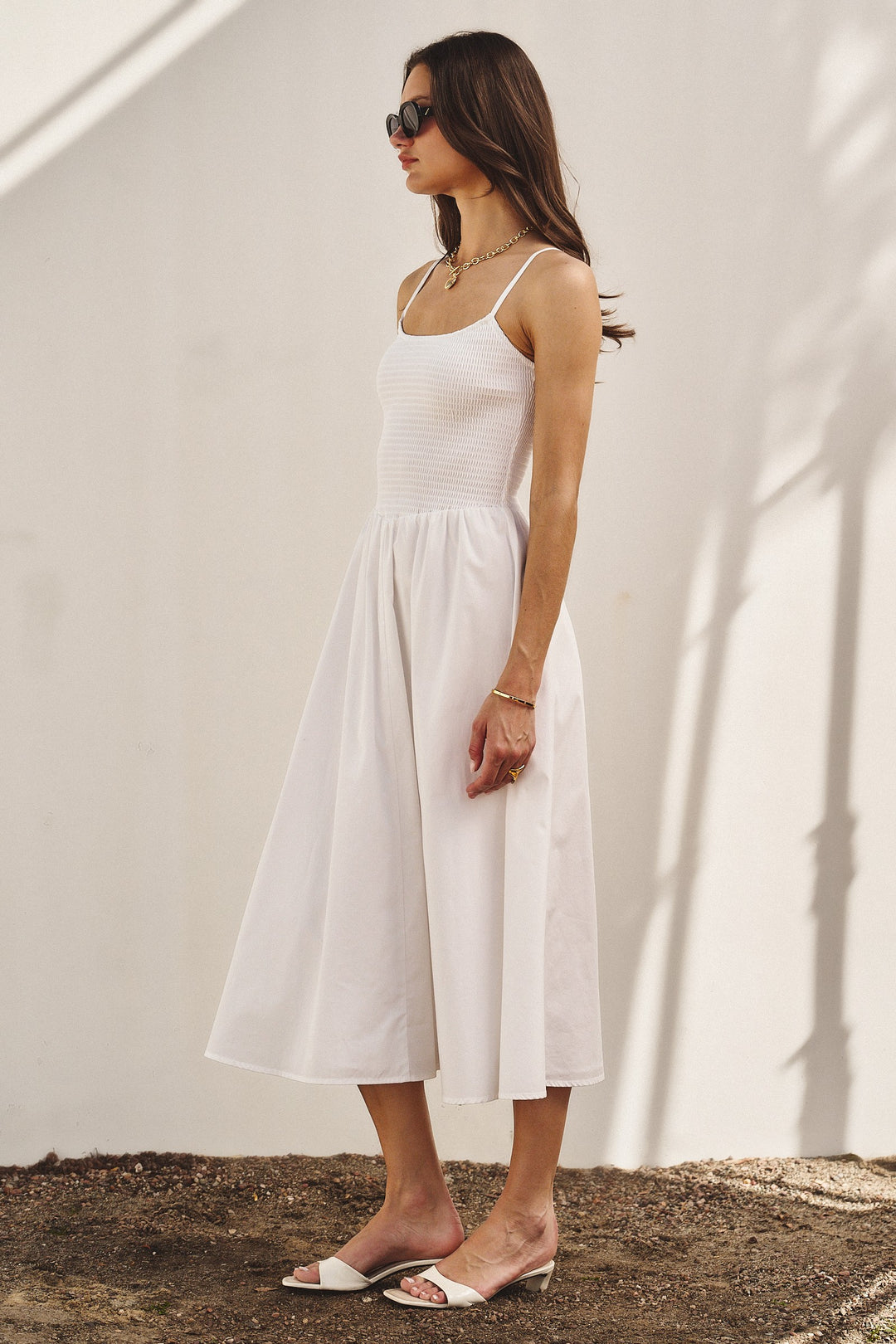 Sunny Escape Midi Dress in White - Women's Wholesale Dresses | Trend Notes