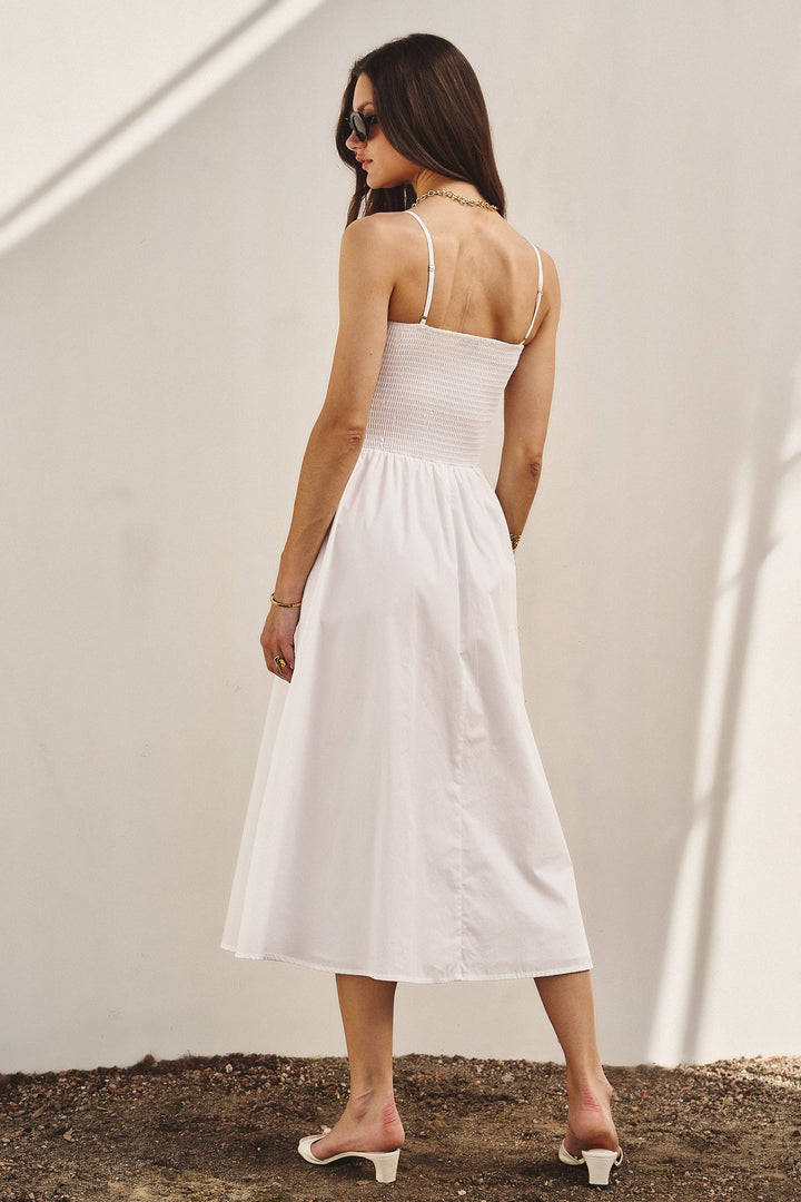 Sunny Escape Midi Dress in White - Women's Wholesale Dresses | Trend Notes