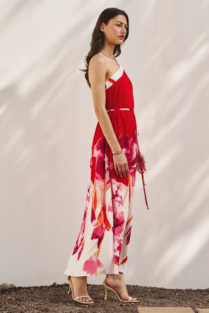 Scarlet Bloom One-Shoulder Maxi Dress in Hot Pink - Women's Wholesale Dresses | Trend Notes