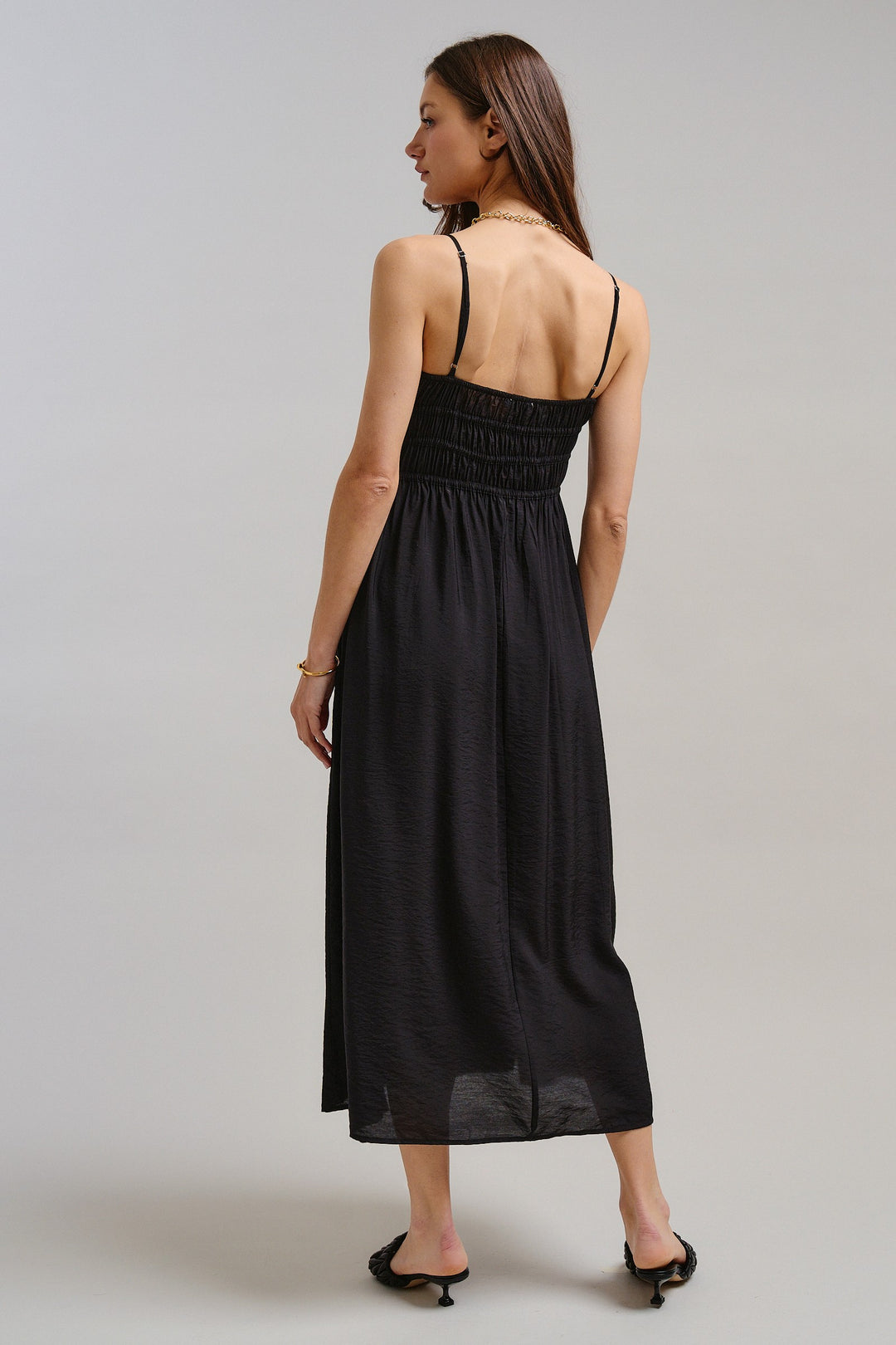 The Drop-Waist Babydoll Midi Dress in Black - Women's Wholesale Dresses | Trend Notes