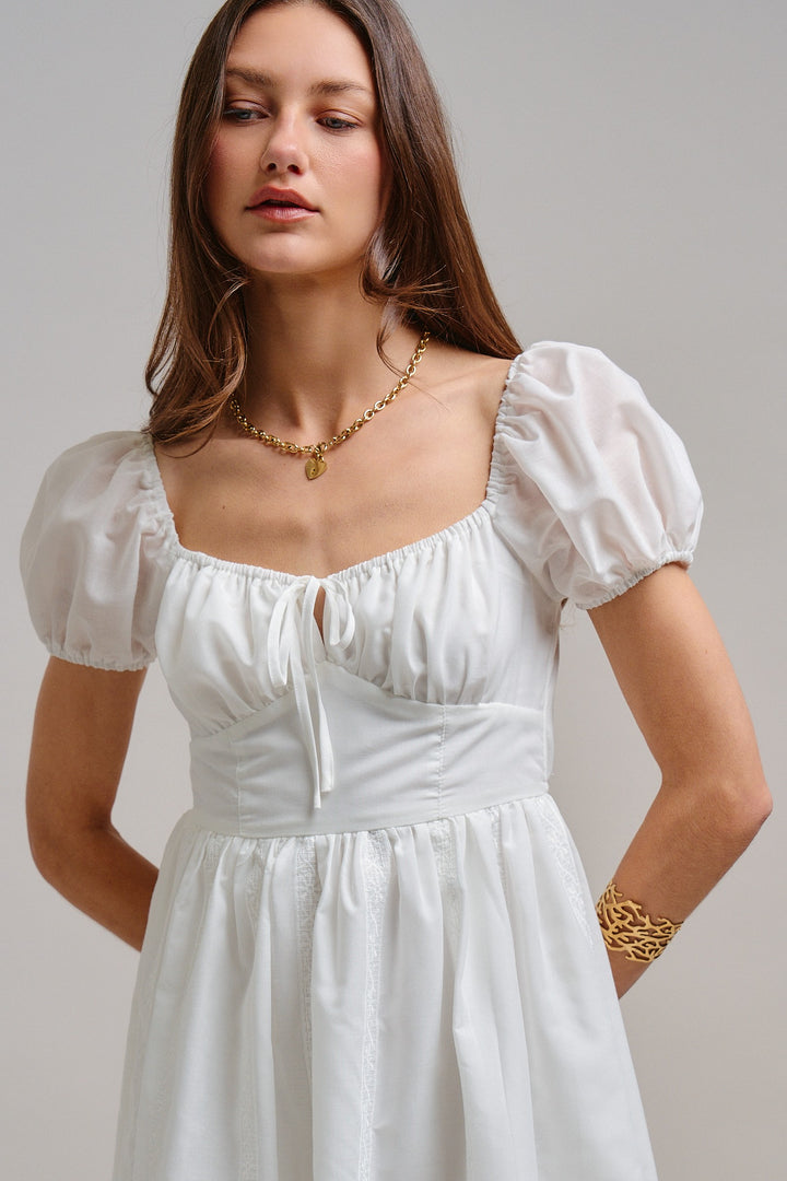 The Sweetheart Eyelet Mini Dress in White - Women's Wholesale Dresses | Trend Notes