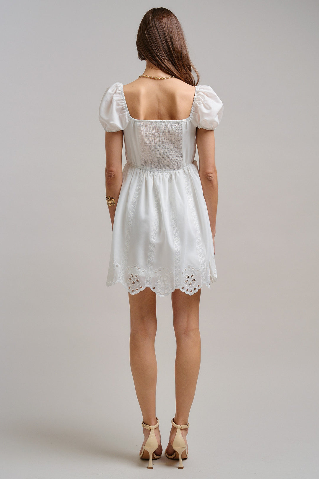 The Sweetheart Eyelet Mini Dress in White - Women's Wholesale Dresses | Trend Notes