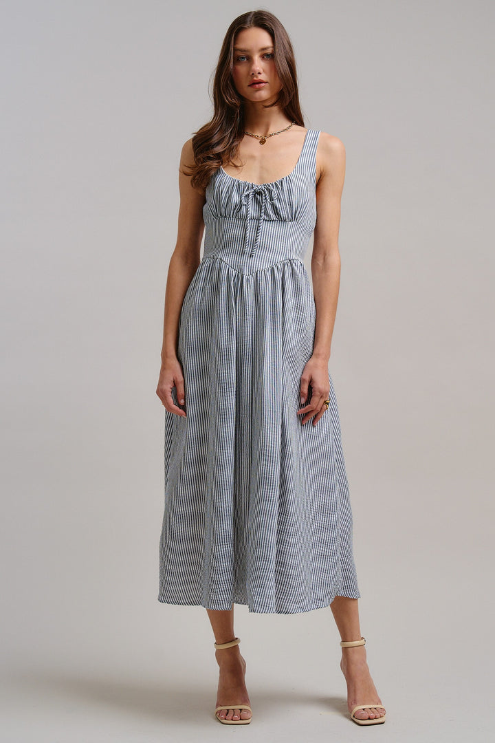 The Summer Picnic Midi Dress in Navy - Women's Wholesale Dresses | Trend Notes
