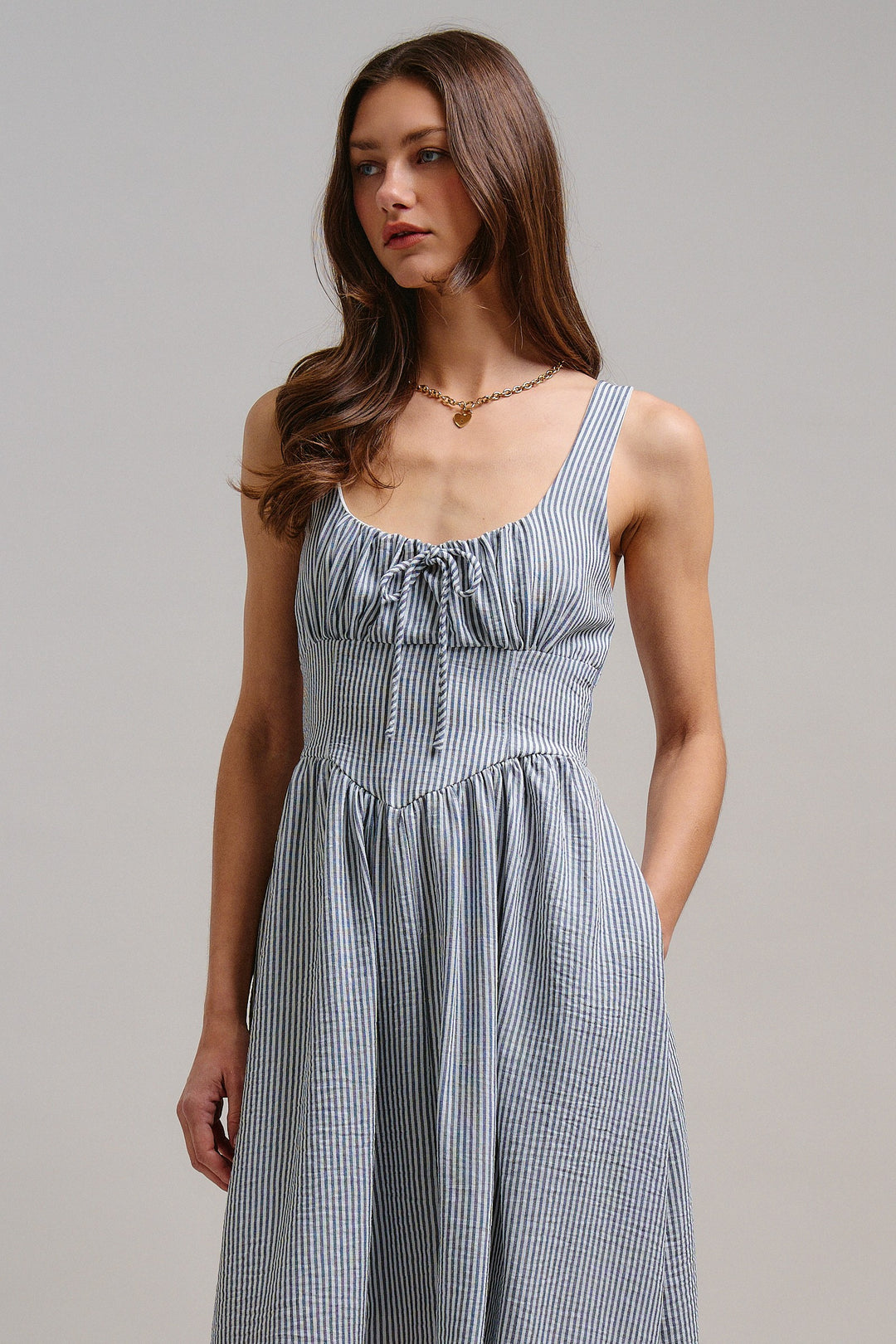 The Summer Picnic Midi Dress in Navy - Women's Wholesale Dresses | Trend Notes