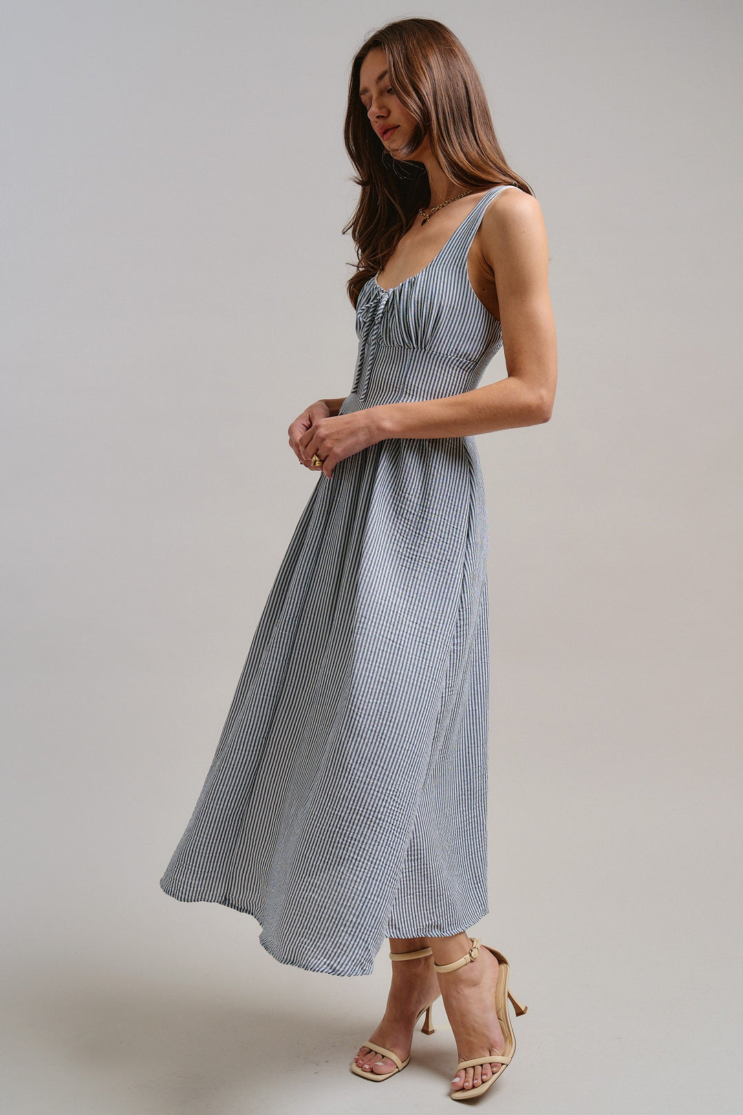 The Summer Picnic Midi Dress in Navy - Women's Wholesale Dresses | Trend Notes