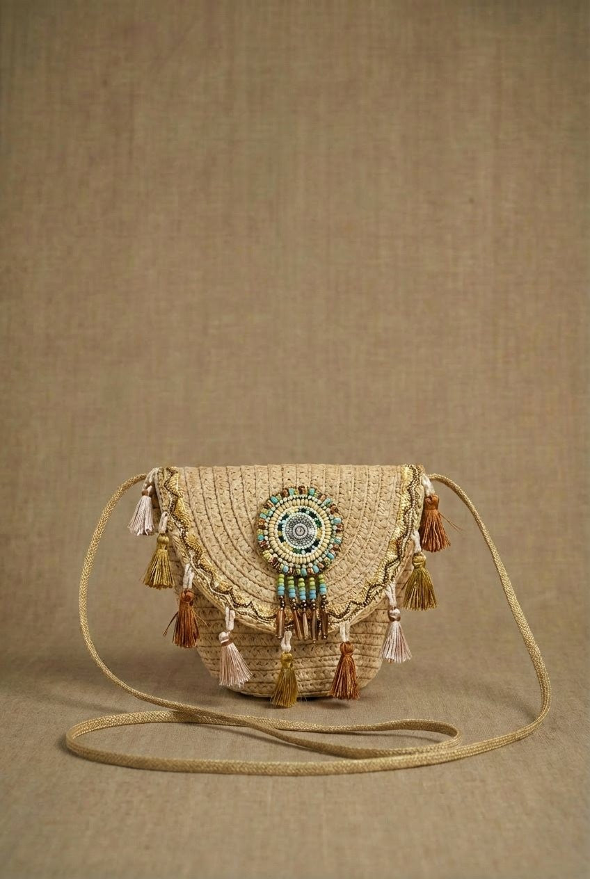 Dreamcatcher Tassel Crossbody in Tan - Women's Wholesale Fashion | Trend Notes