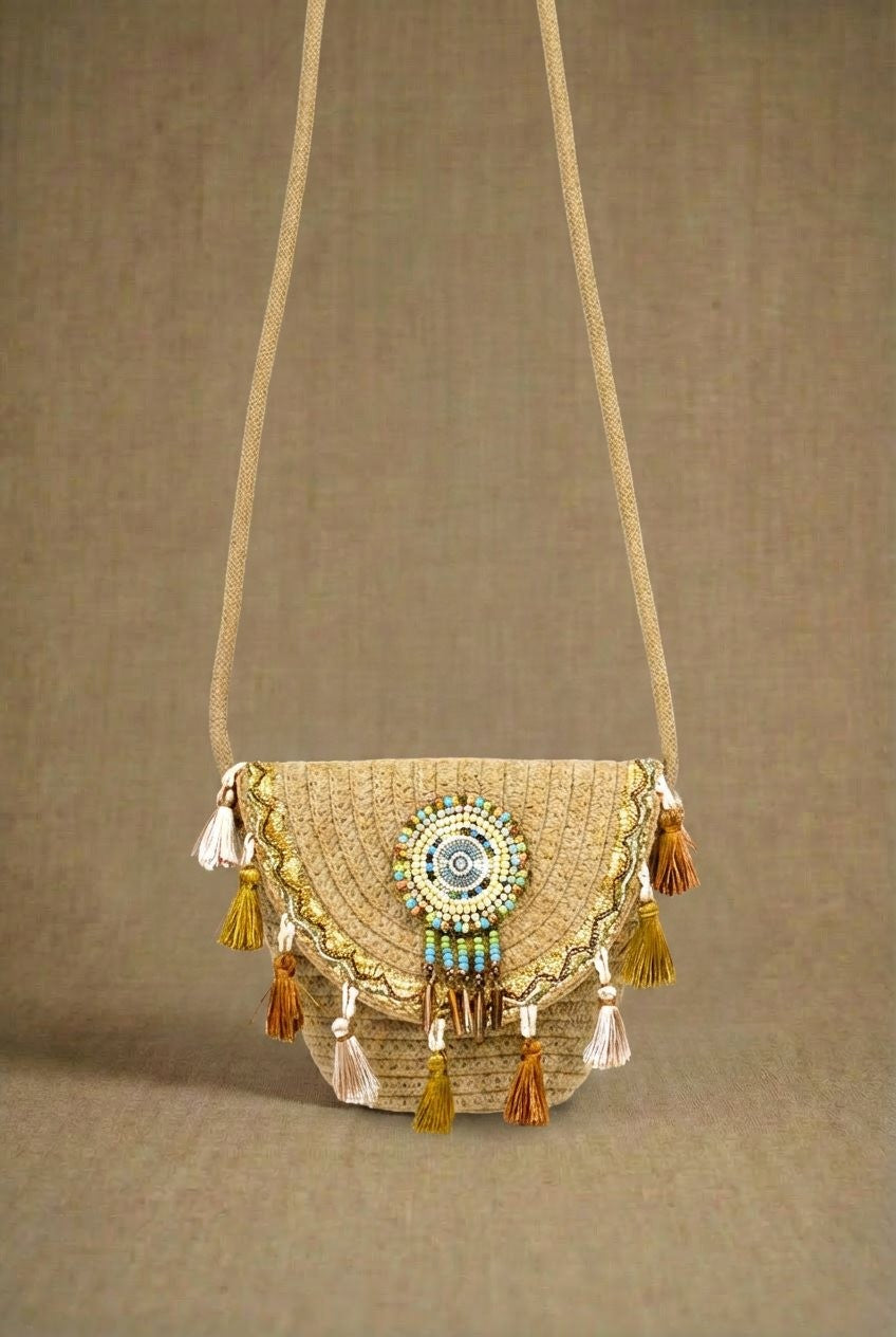 Dreamcatcher Tassel Crossbody in Tan - Women's Wholesale Fashion | Trend Notes