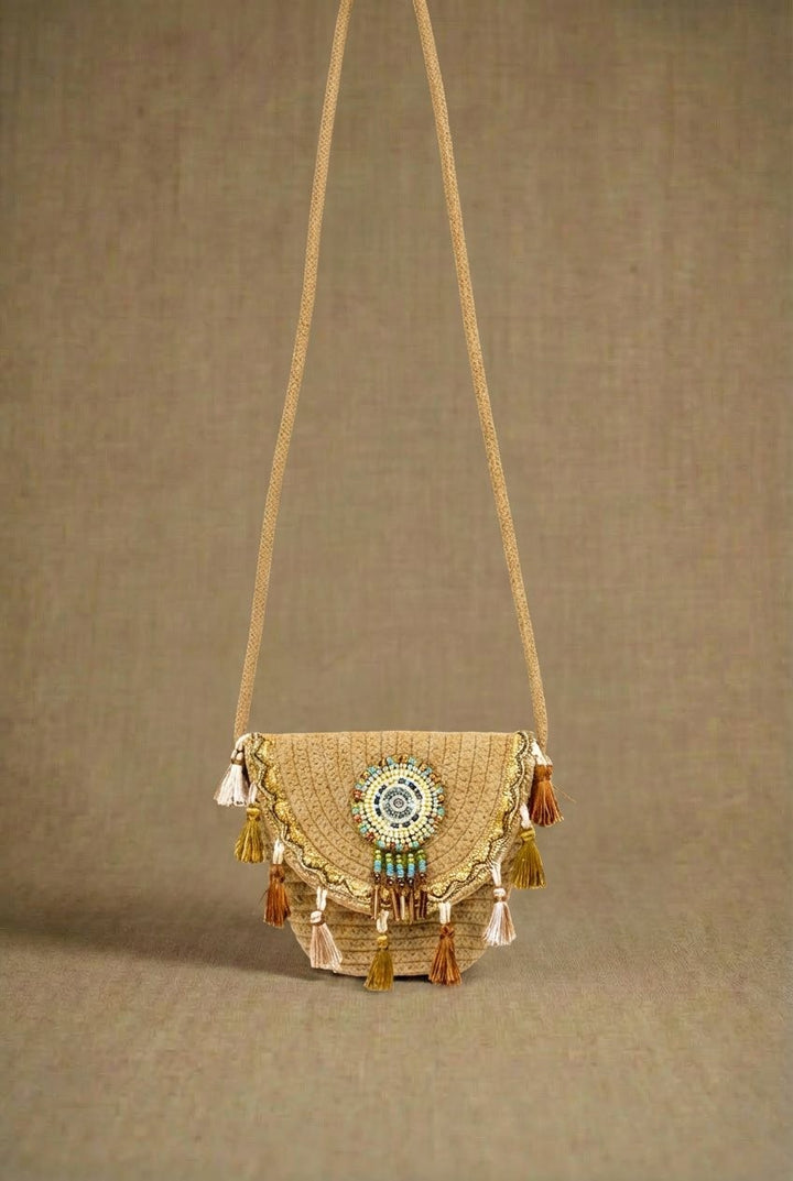 Dreamcatcher Tassel Crossbody in Tan - Women's Wholesale Fashion | Trend Notes