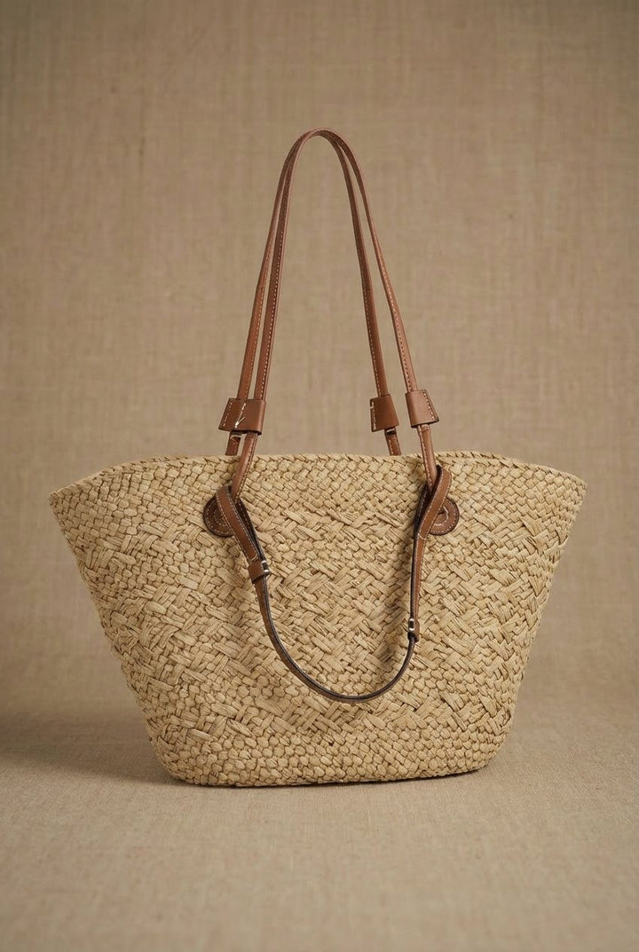 Le Panier Leather Strap Market Bag in Tan - Women's Wholesale Fashion | Trend Notes