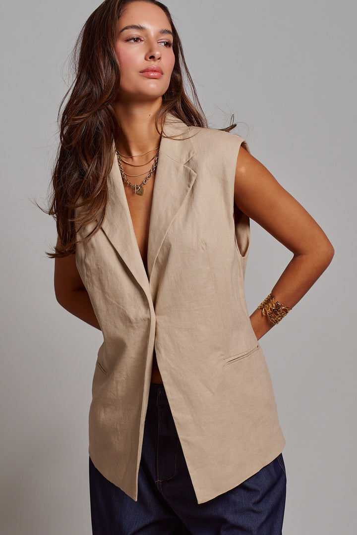 Riviera Tailored Vest in Khaki - Women's Wholesale Fashion | Trend Notes