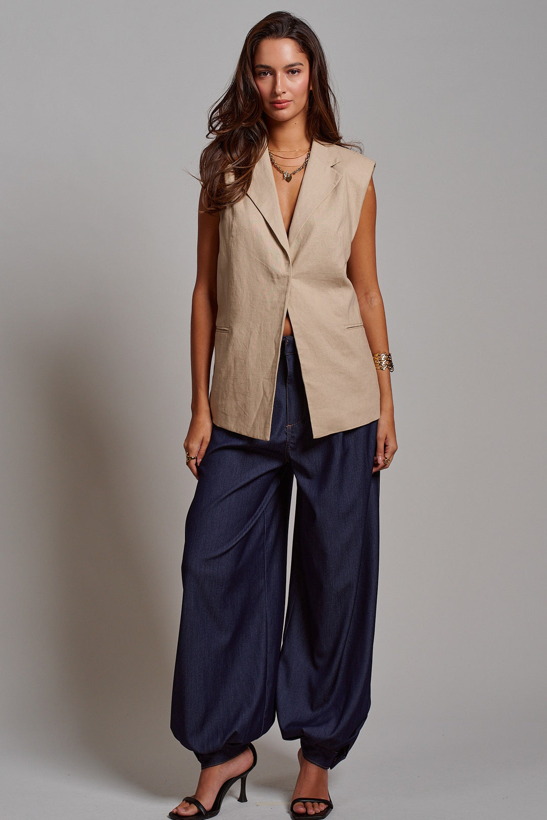 Riviera Tailored Vest in Khaki - Women's Wholesale Fashion | Trend Notes