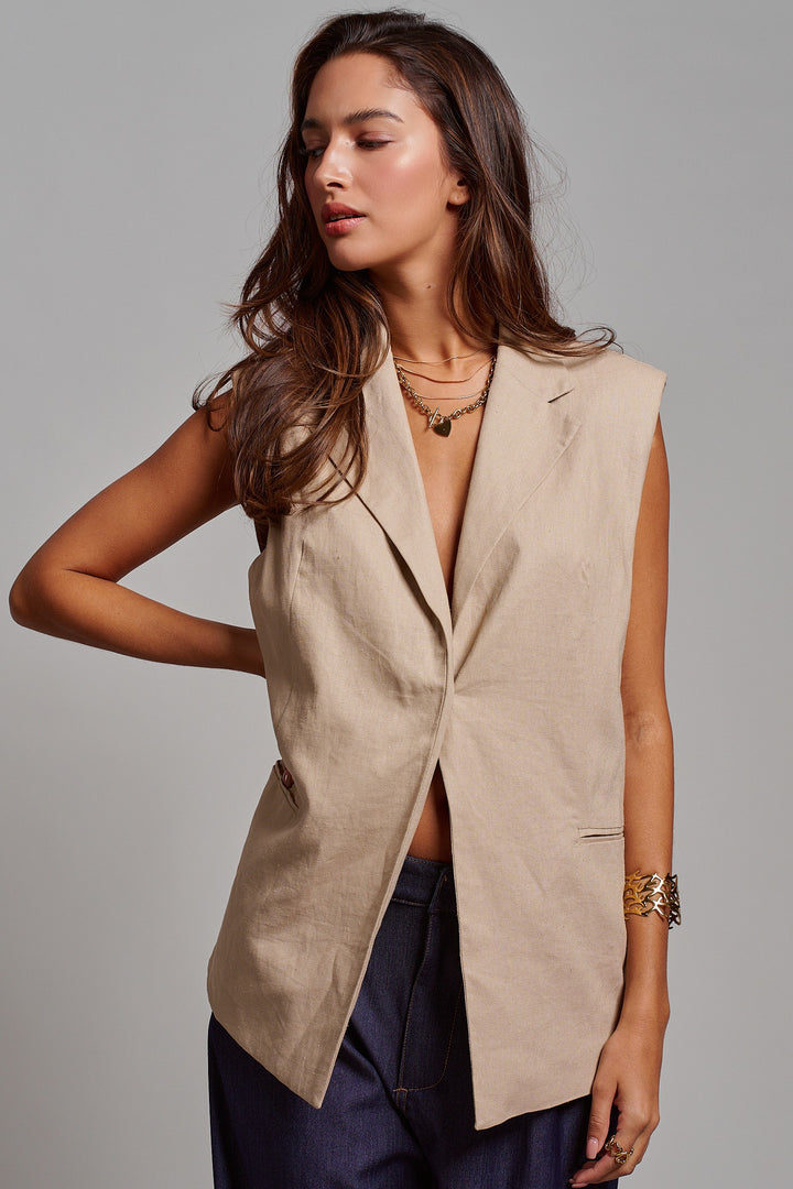 Riviera Tailored Vest in Khaki - Women's Wholesale Fashion | Trend Notes