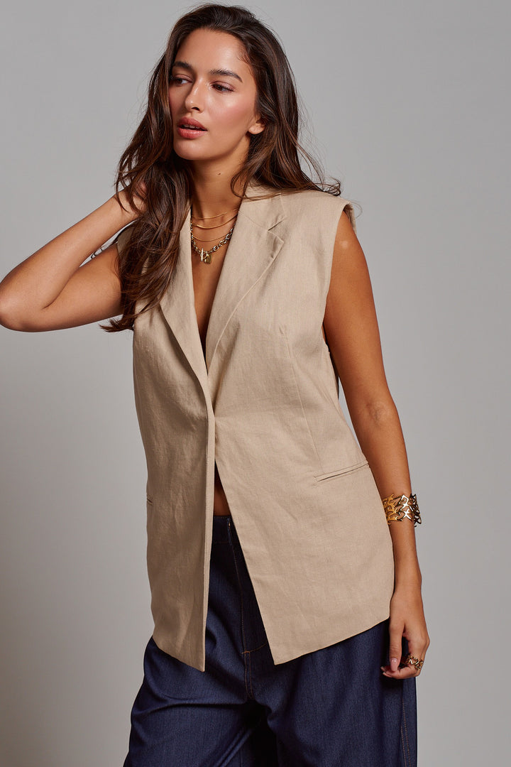 Riviera Tailored Vest in Khaki - Women's Wholesale Fashion | Trend Notes