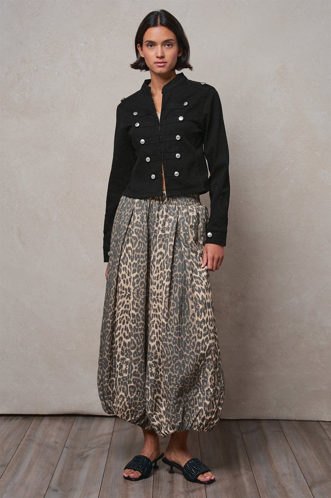 Cotton Stretch Military Button Jacket in Black - Women's Wholesale Jackets & Blazers | Trend Notes