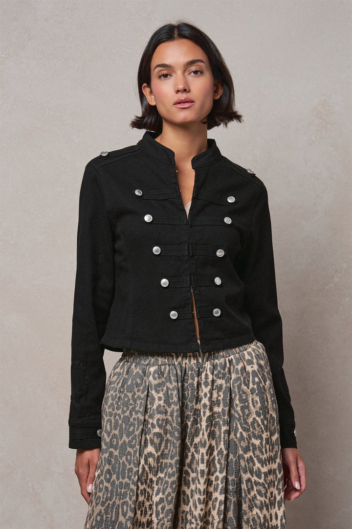 Cotton Stretch Military Button Jacket in Black - Women's Wholesale Jackets & Blazers | Trend Notes