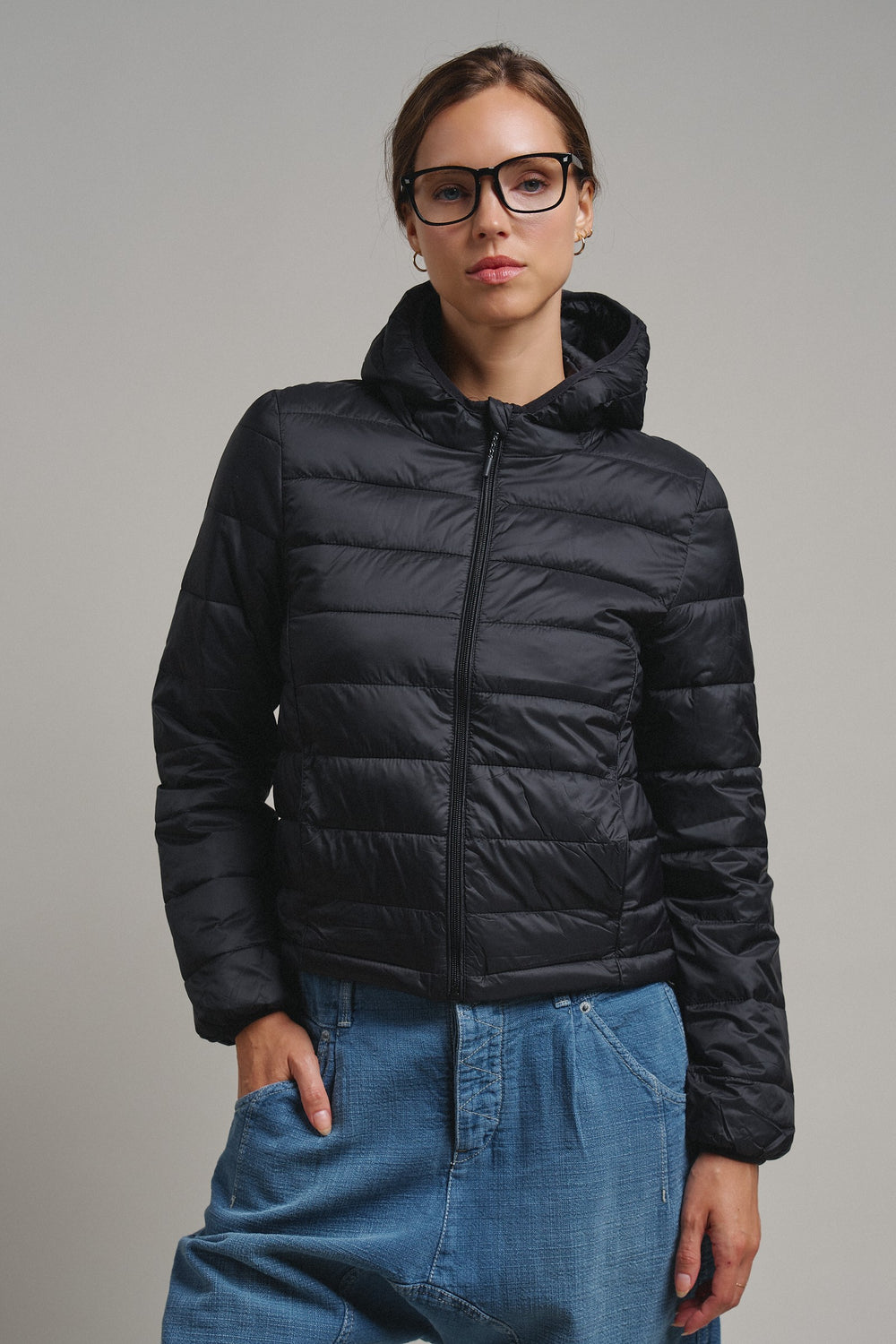 Crisp Air Hooded Puffer Jacket in Black - Women's Wholesale Puffer Outerwear | Trend Notes
