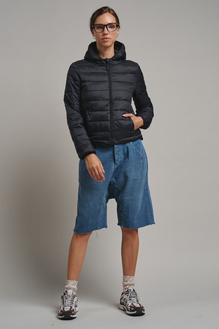 Crisp Air Hooded Puffer Jacket in Black - Women's Wholesale Puffer Outerwear | Trend Notes