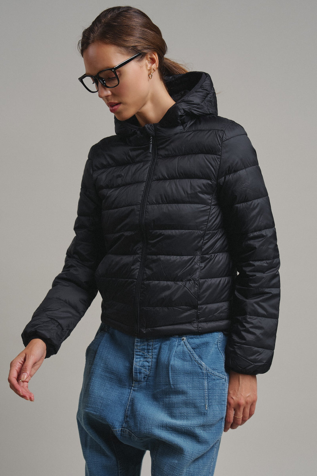 Crisp Air Hooded Puffer Jacket in Black - Women's Wholesale Puffer Outerwear | Trend Notes