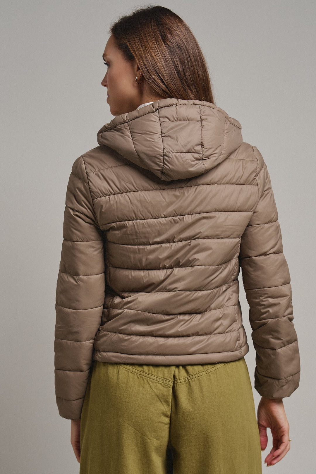 Crisp Air Hooded Puffer Jacket in Mocha - Women's Wholesale Puffer Outerwear | Trend Notes