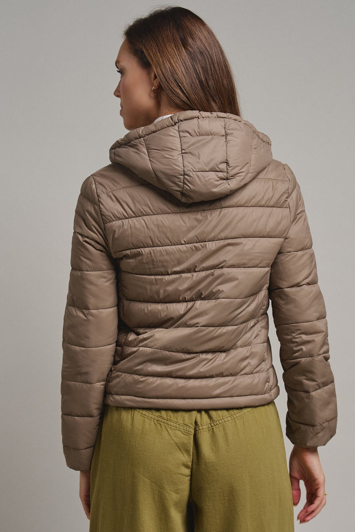 Crisp Air Hooded Puffer Jacket in Mocha - Women's Wholesale Puffer Outerwear | Trend Notes